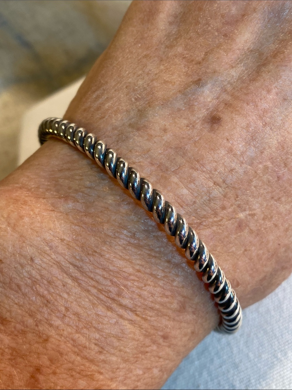 Silpada B1614 Sterling Silver Rope Bangle 32.4g Retired